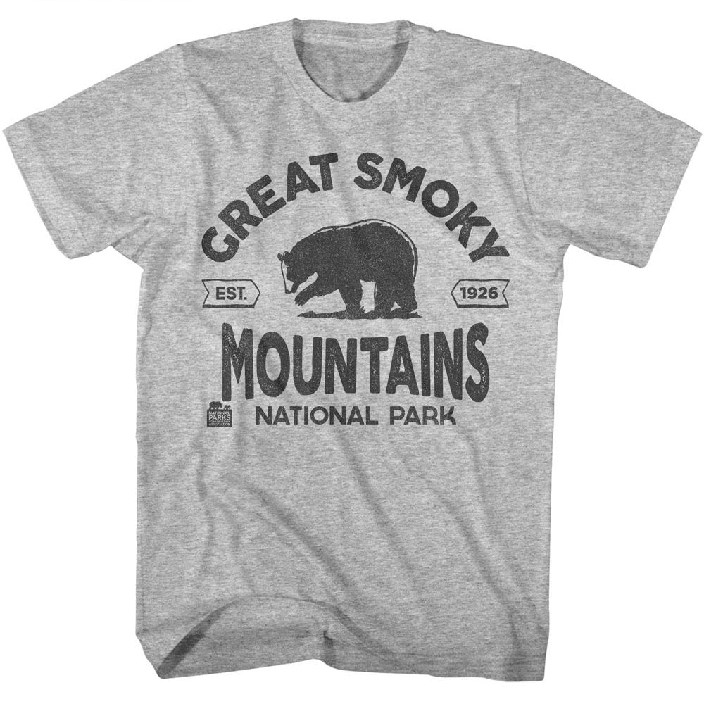 National Parks - Smoky Mountains Est 1926 - American Classics - Solid Gray Adult Short Sleeve T-Shirt (Image 1)