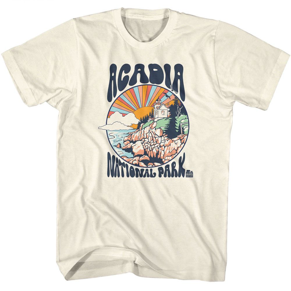 National Parks Acadia Colorful Sun Officially Licensed Adult Short Sleeve T-Shirt