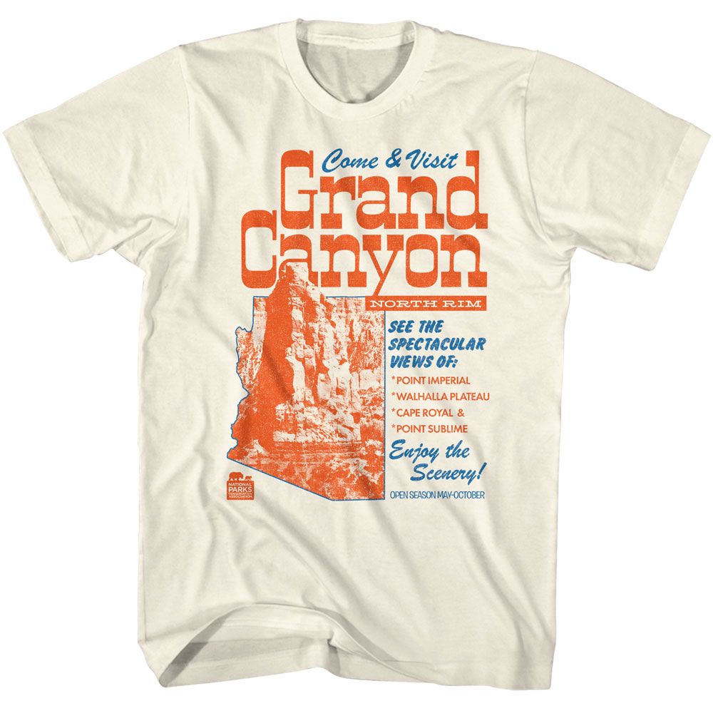 National Parks - Come Visit Grand Canyon - Adult Short Sleeve T-Shirt - clothing by TeeHivey.com (Image 1)