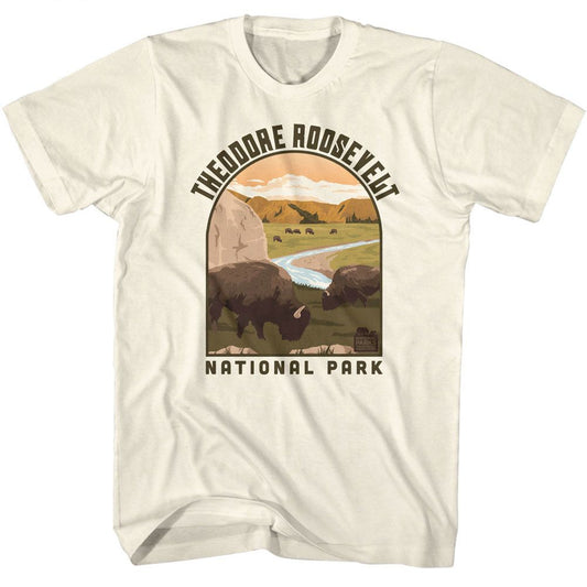 National Parks - Theodore Roosevelt Landscape Shape - American Classics - Solid Off-White Adult Short Sleeve... (Image 1)