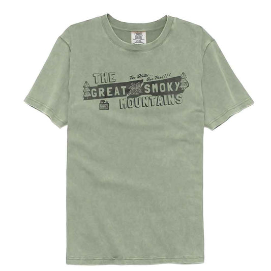 National Parks - Smoky Mountains Two States - American Classics - Solid Green Adult Short Sleeve Comfort Color... (Image 1)