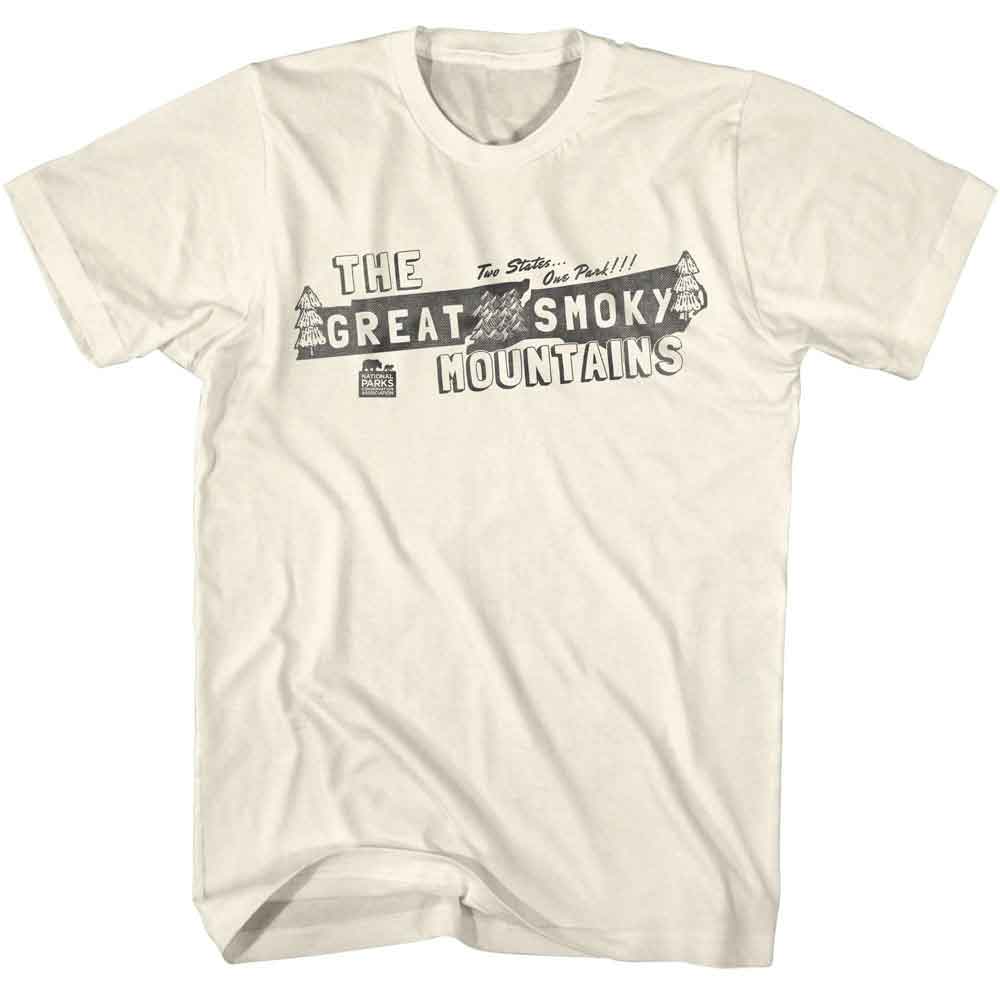National Parks - Two States One Park - American Classics - Solid Off-White Adult Short Sleeve T-Shirt (Image 1)