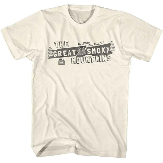 National Parks - Two States One Park - American Classics - Solid Off-White Adult Short Sleeve T-Shirt (Image 1)