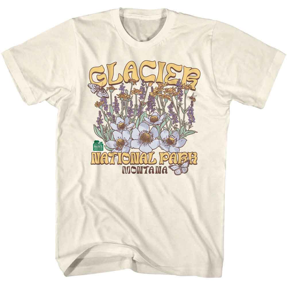 National Parks - Glacier Wildflowers - American Classics - Solid Off-White Adult Short Sleeve T-Shirt (Image 1)