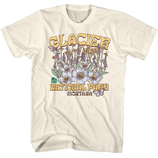 National Parks - Glacier Wildflowers - American Classics - Solid Off-White Adult Short Sleeve T-Shirt (Image 1)
