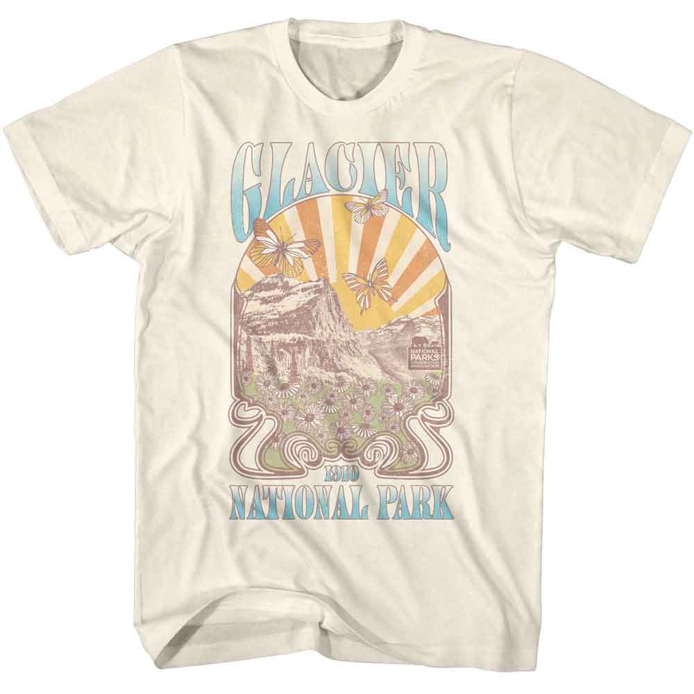 National Parks - Glacier Nouveau - American Classics - Solid Off-White Adult Short Sleeve T-Shirt (Image 1)