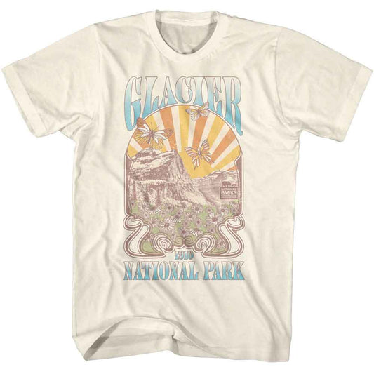 National Parks - Glacier Nouveau - American Classics - Solid Off-White Adult Short Sleeve T-Shirt (Image 1)