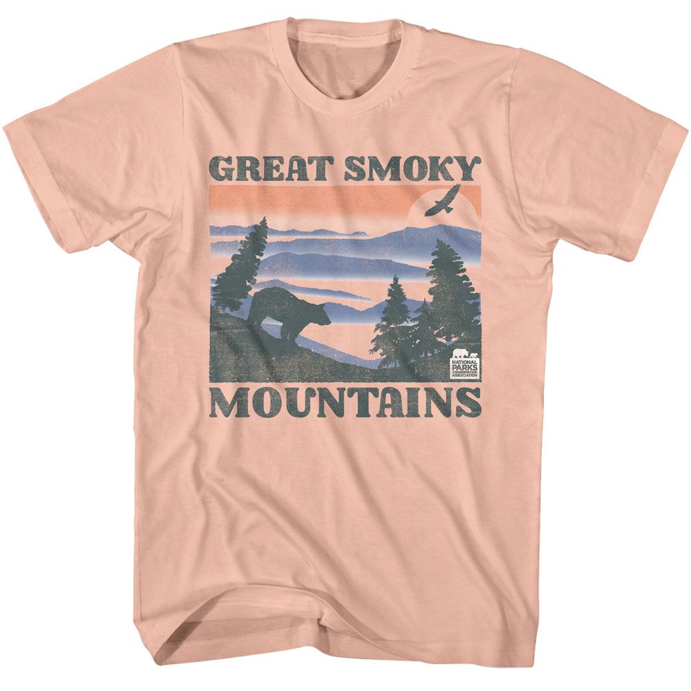 National Parks - Great Smoky Mountains Bear And Mtns - American Classics - Solid Orange Adult Short Sleeve T-Shirt