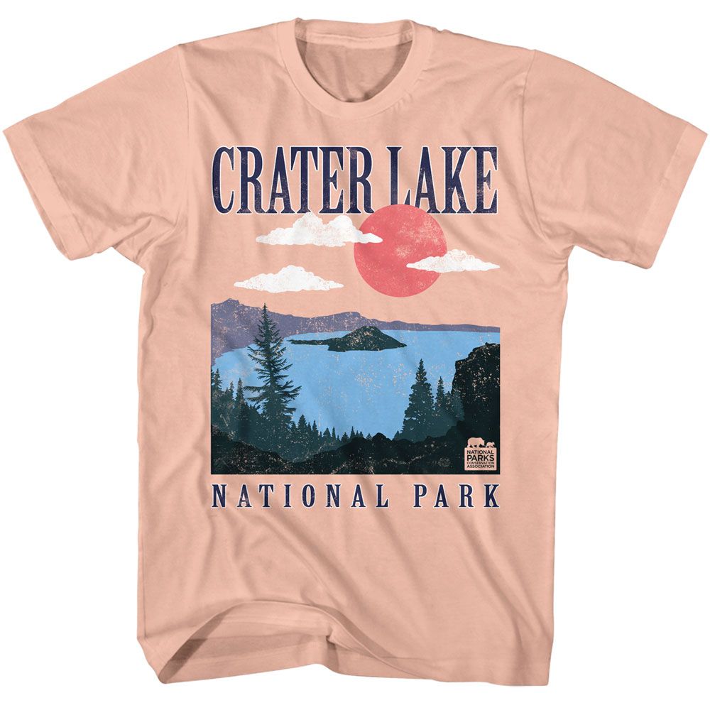 National Parks - Crater Lake - American Classics - Solid Orange Adult Short Sleeve T-Shirt (Image 1)