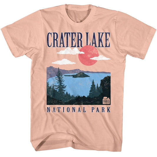 National Parks - Crater Lake - American Classics - Solid Orange Adult Short Sleeve T-Shirt (Image 1)