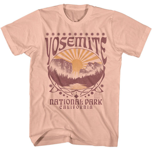National Parks - Yosemite Decorative Oval - American Classics - Solid Orange Adult Short Sleeve T-Shirt