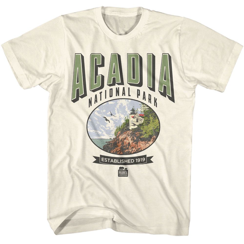 National Parks - Acadia Oval Est 1919 - American Classics - Solid Off-White Adult Short Sleeve T-Shirt (Image 1)