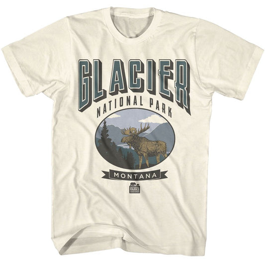 National Parks - Glacier - American Classics - Solid Off-White Adult Short Sleeve T-Shirt (Image 1)