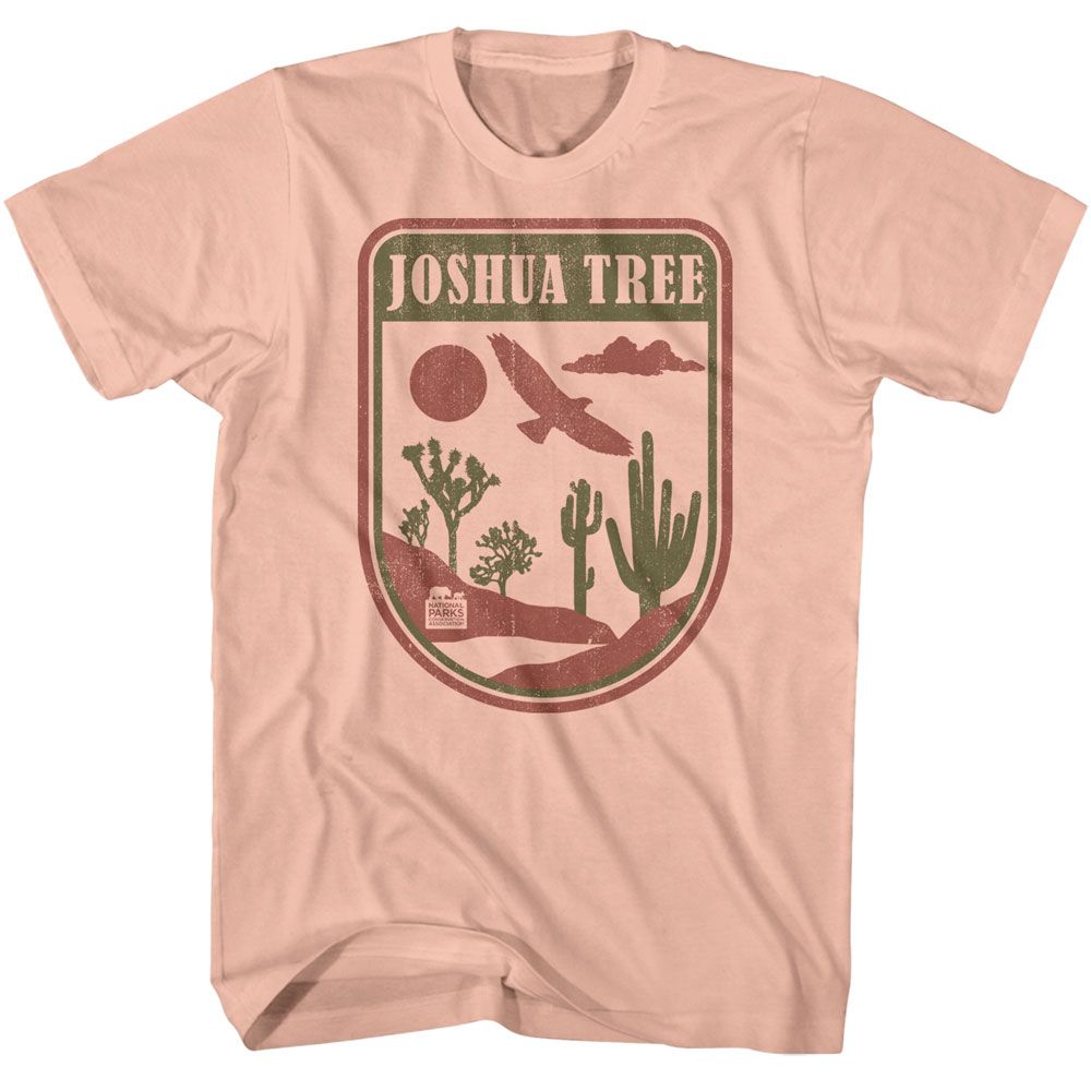 National Parks - Joshua Tree Badge - American Classics - Solid Orange Adult Short Sleeve T-Shirt