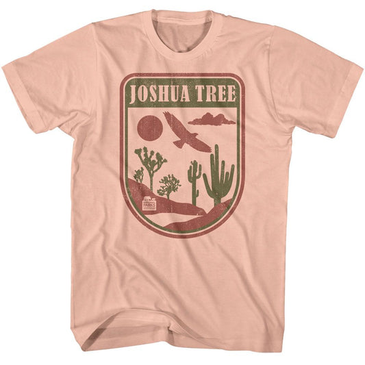 National Parks - Joshua Tree Badge - American Classics - Solid Orange Adult Short Sleeve T-Shirt