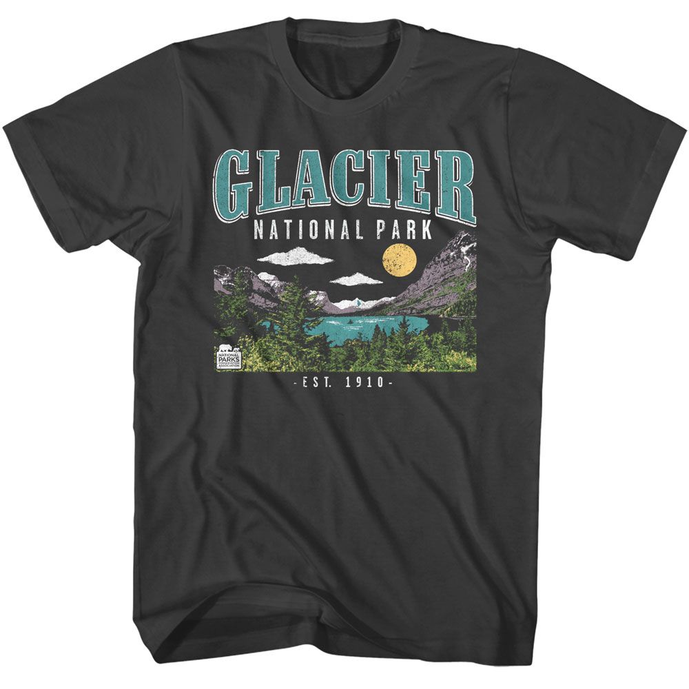 National Parks - Glacier National Park - American Classics - Solid Gray Adult Short Sleeve T-Shirt (Image 1)