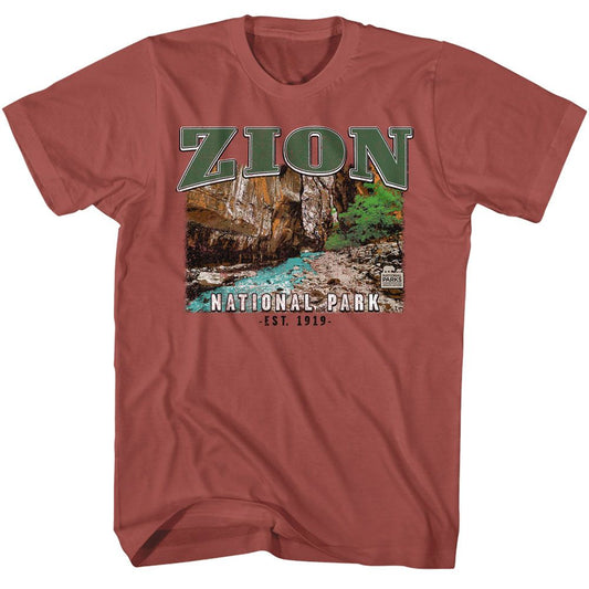 National Parks - Zion - American Classics - Solid Red Adult Short Sleeve T-Shirt