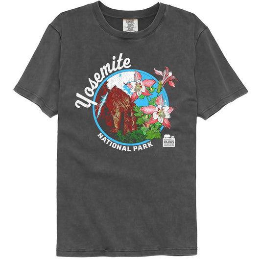 National Parks - Yosemite Columbine - American Classics - Solid Gray Adult Short Sleeve Comfort Color T-Shirt