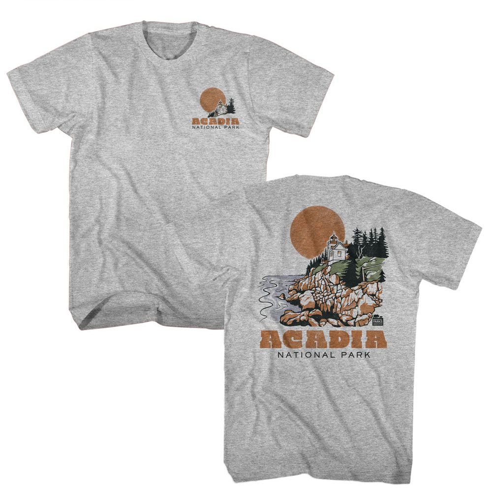National Parks - Acadia - American Classics - Heather Gray Adult Short Sleeve T-Shirt - clothing by TeeHivey.com (Image 1)