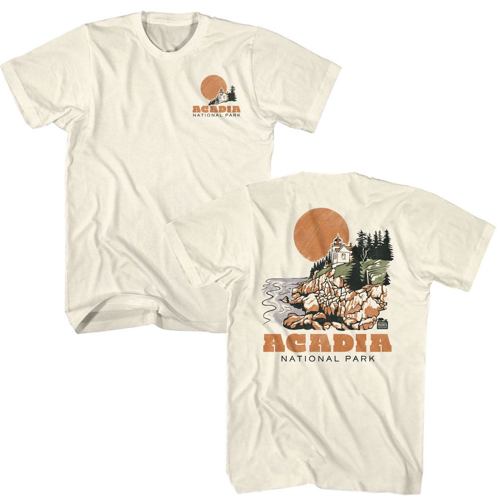 National Parks - Acadia Front And Back - Front and Back Print Adult T-Shirt - clothing by TeeHivey.com (Image 1)