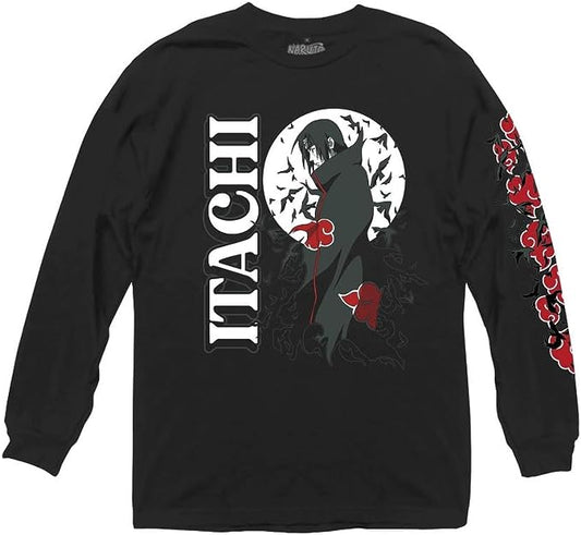 Naruto Shippuden Itachi with Crows Akatsuki Clouds Menâ€™s Long Sleeve T-Shirt