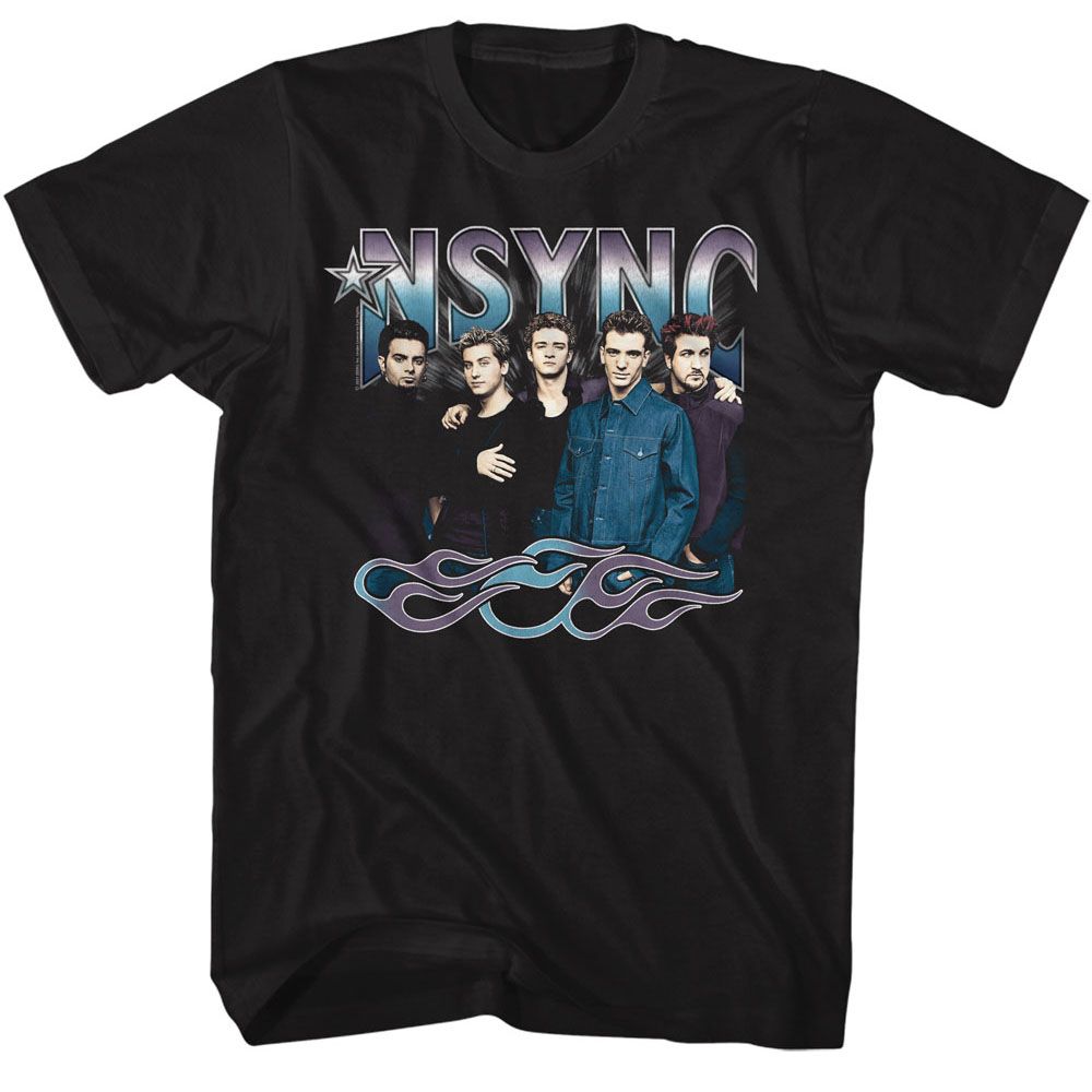 Nsync - Cool Tones & Flames - Short Sleeve - Adult - T-Shirt - clothing by TeeHivey.com
