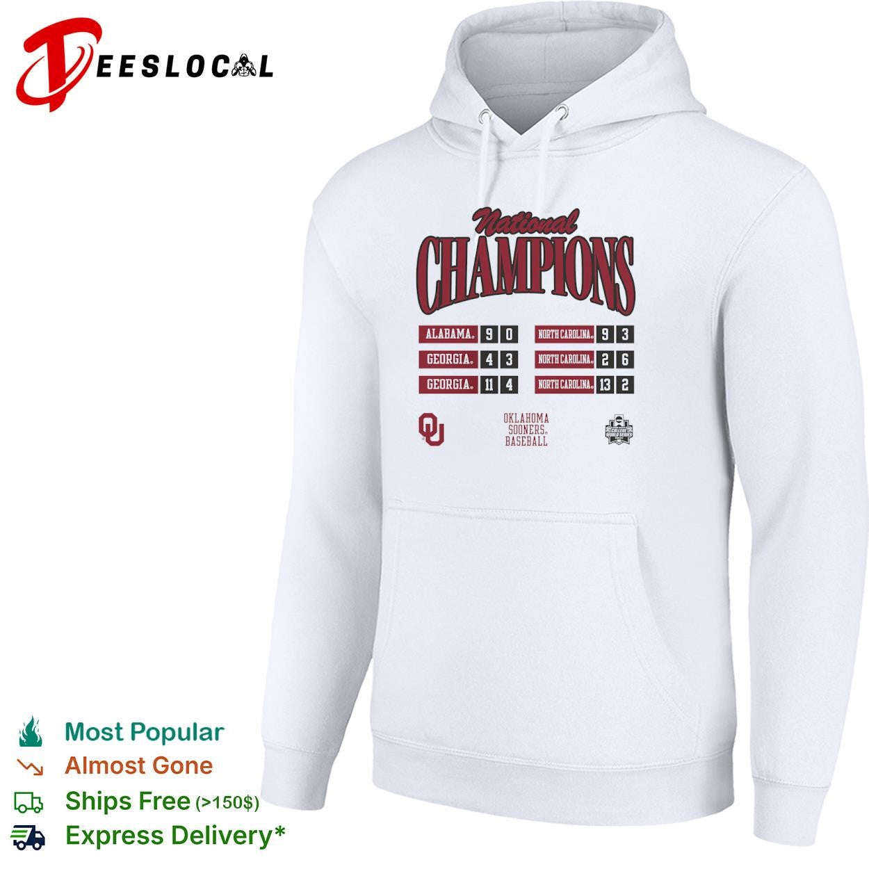 National Champions Alabama Georgia North Carolina Oklahoma Sooners Baseball shirt