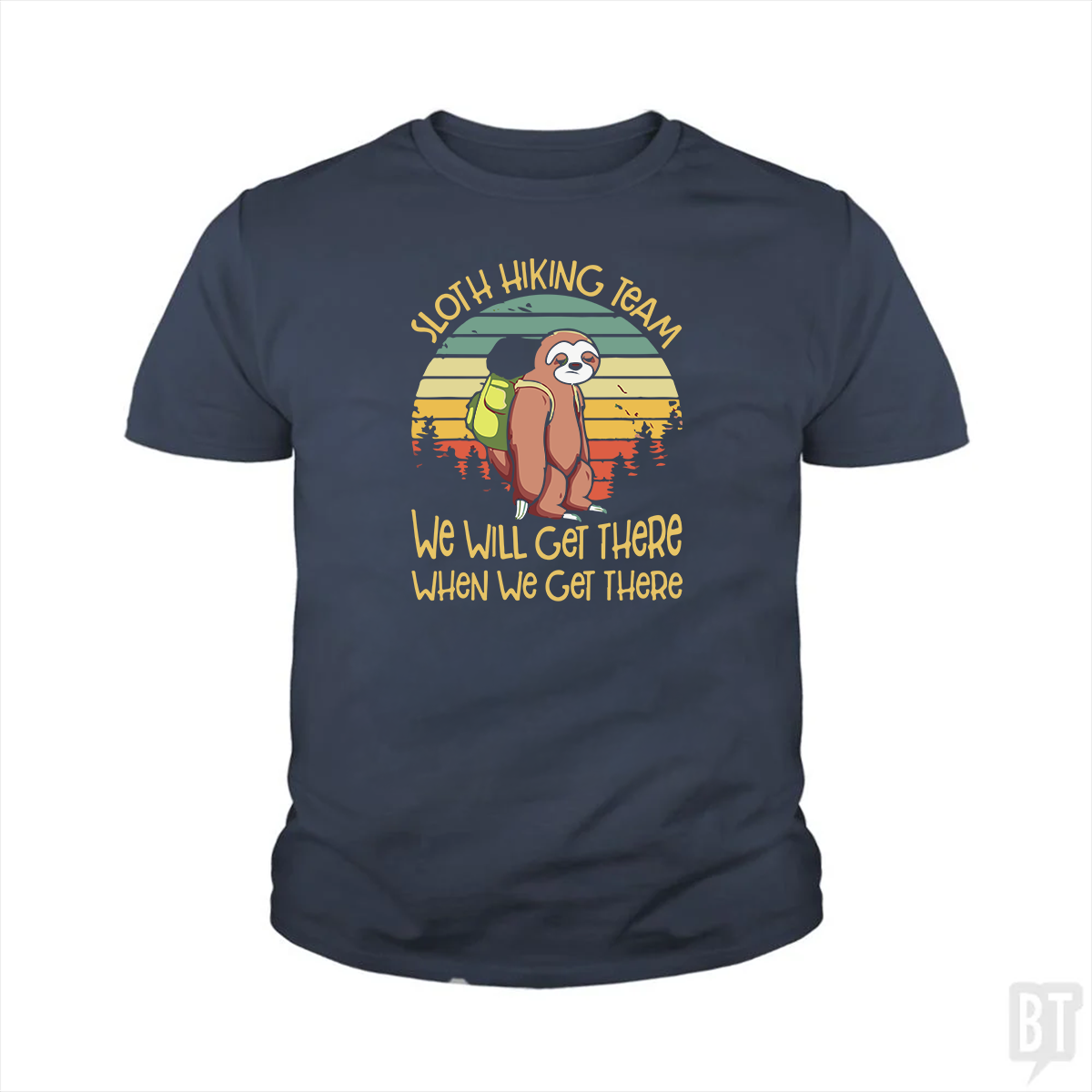 Funny Sloth Hiking Team Kids Shirt