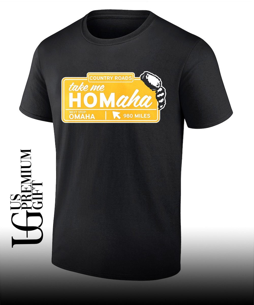 Nebraska Cornhuskers NCAA Country Roads take me HOMaha next stop Omaha 980 miles shirt
