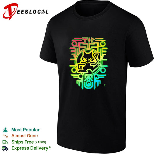 Neon cat circuit board cyber tech colorful art shirt