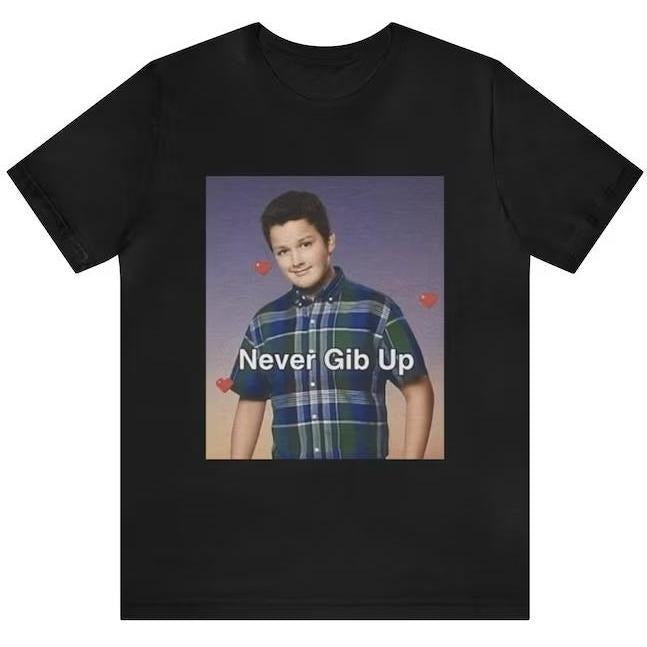Never Gib Up Funny Gibby Meme Shirt, Parody Tees, Funny Meme, Funny iCarly Funny Gen Z Shirt Retro Graphic Tee, Funny Shirt