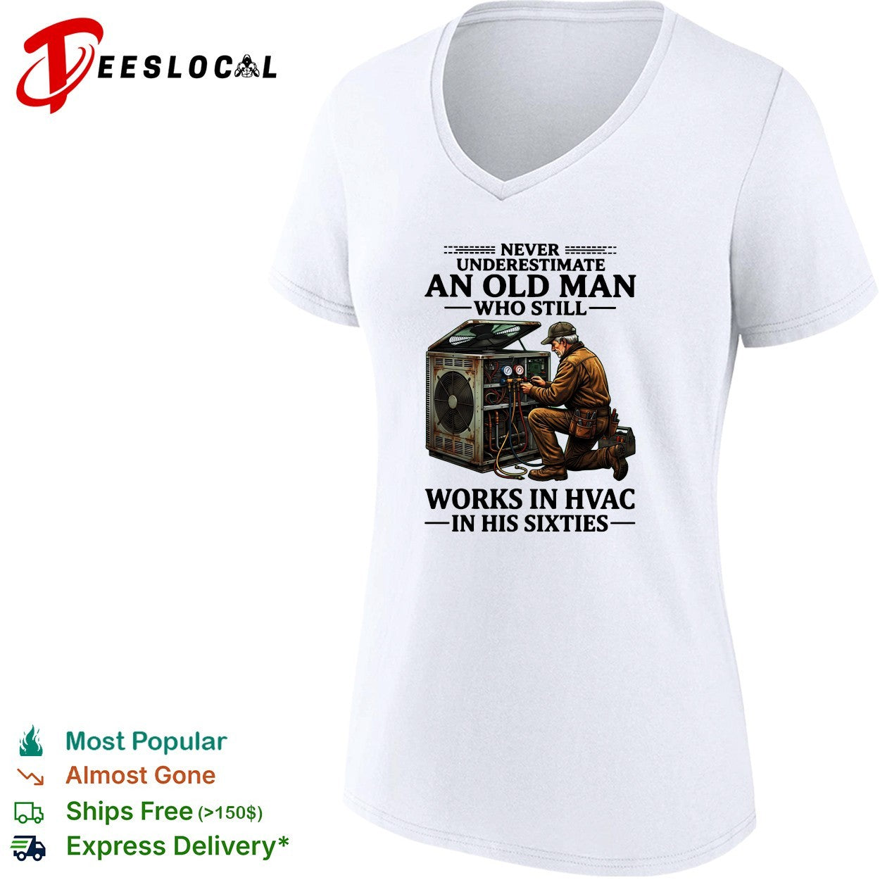 Never underestimate an old man who still works in HVAC in his sixties vintage illustration shirt