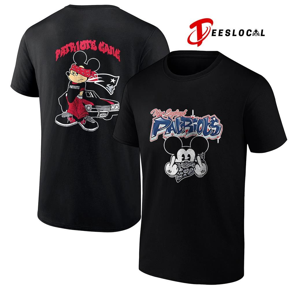 New England Patriots x Gangsta Mickey Mouse middle finger shirt