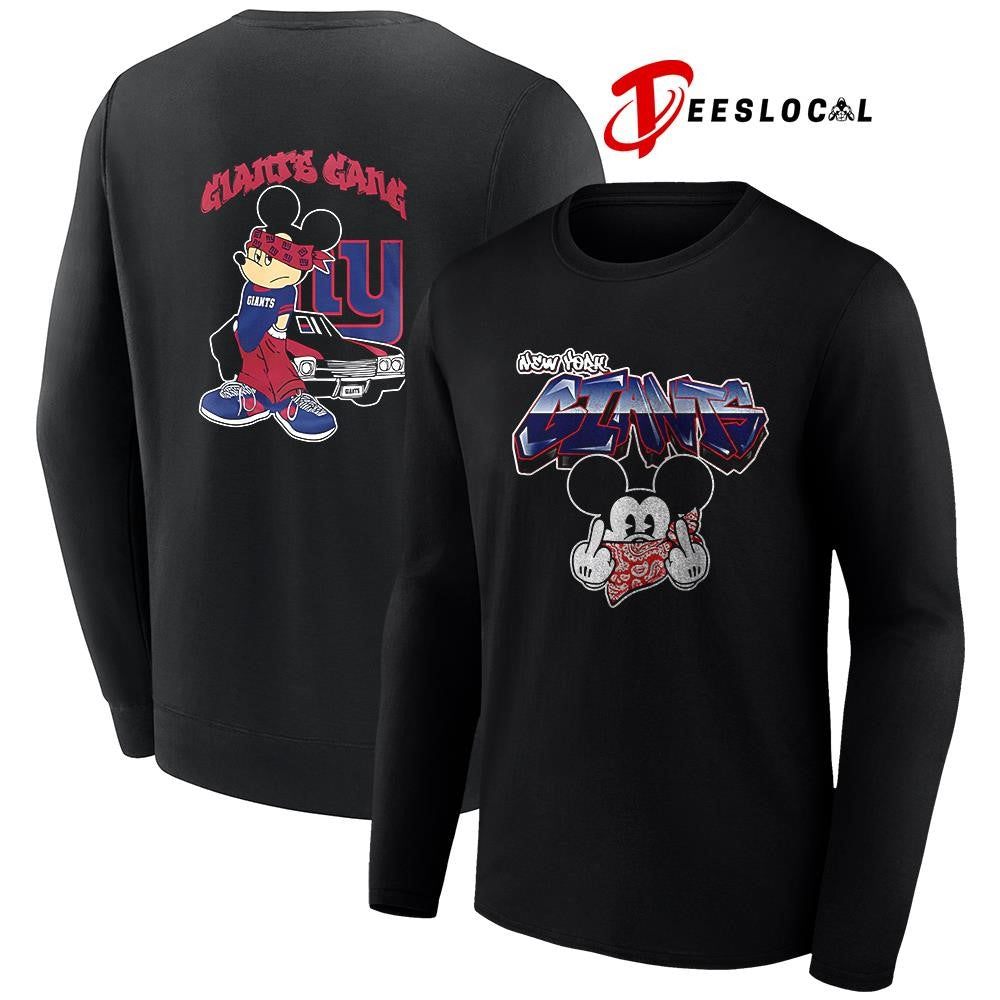 New York Giants x Gangsta Mickey Mouse middle finger shirt