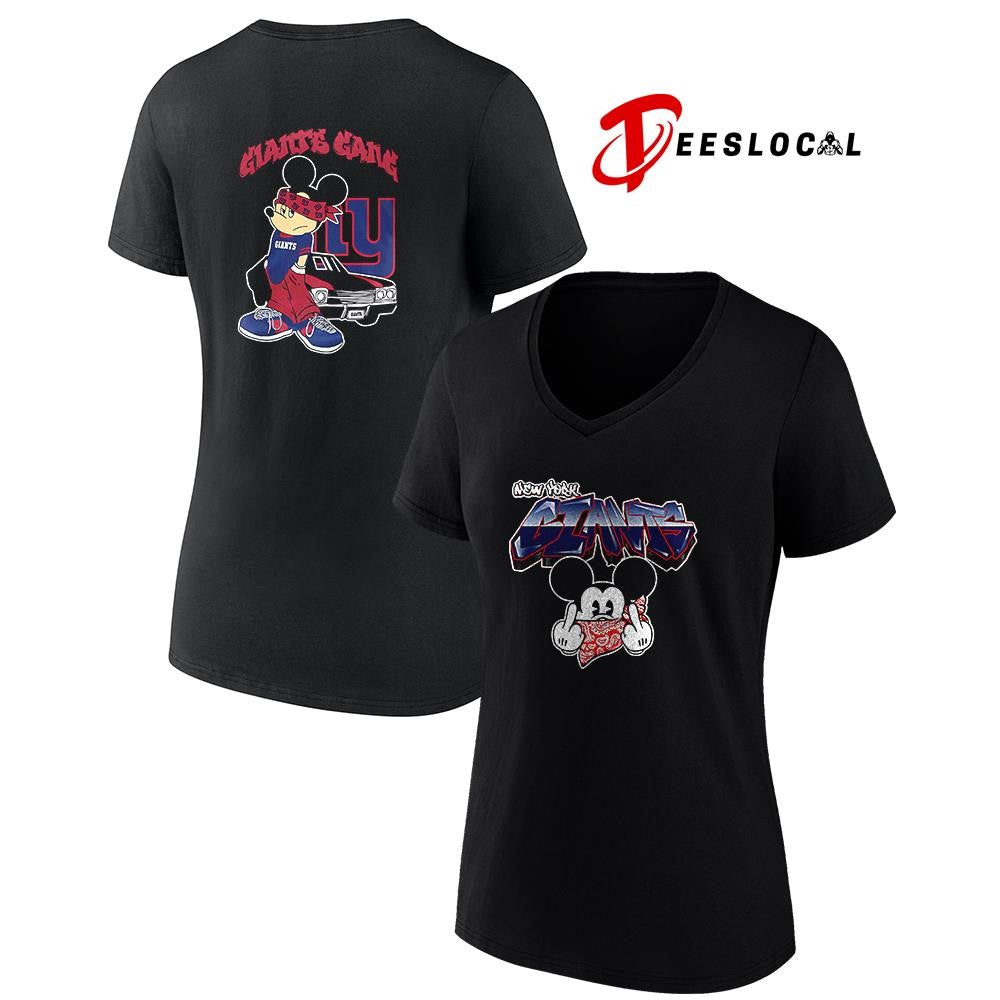 New York Giants x Gangsta Mickey Mouse middle finger shirt
