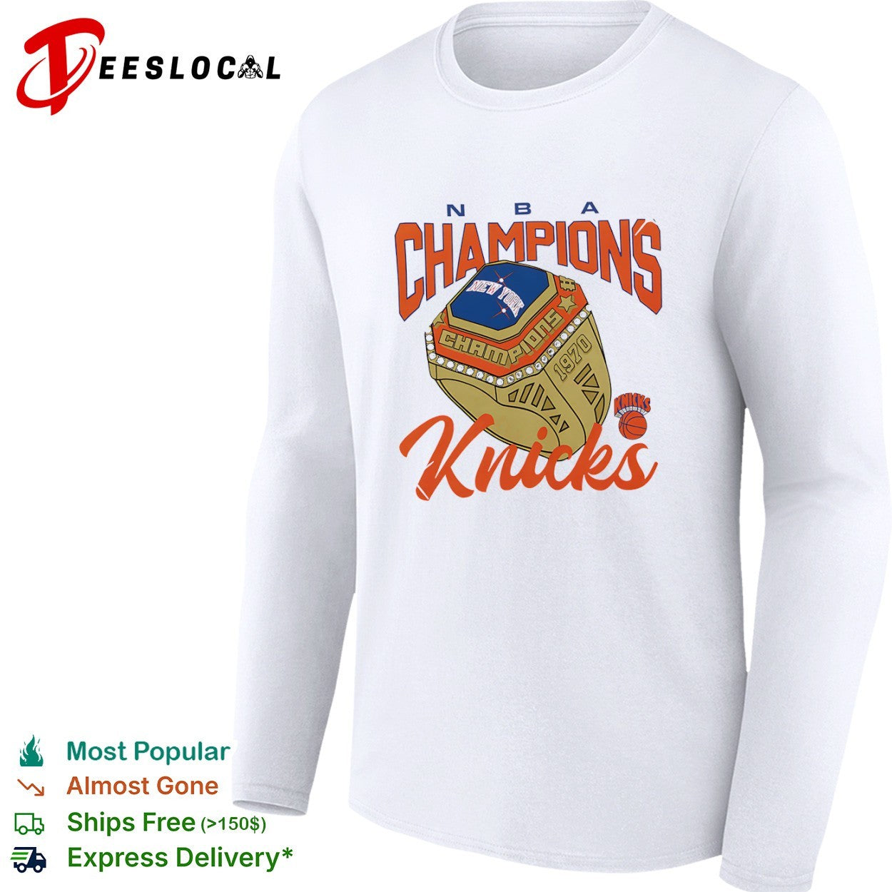 New York Knicks 1970 NBA Champions Ring Logo Print Basketball League Team shirt