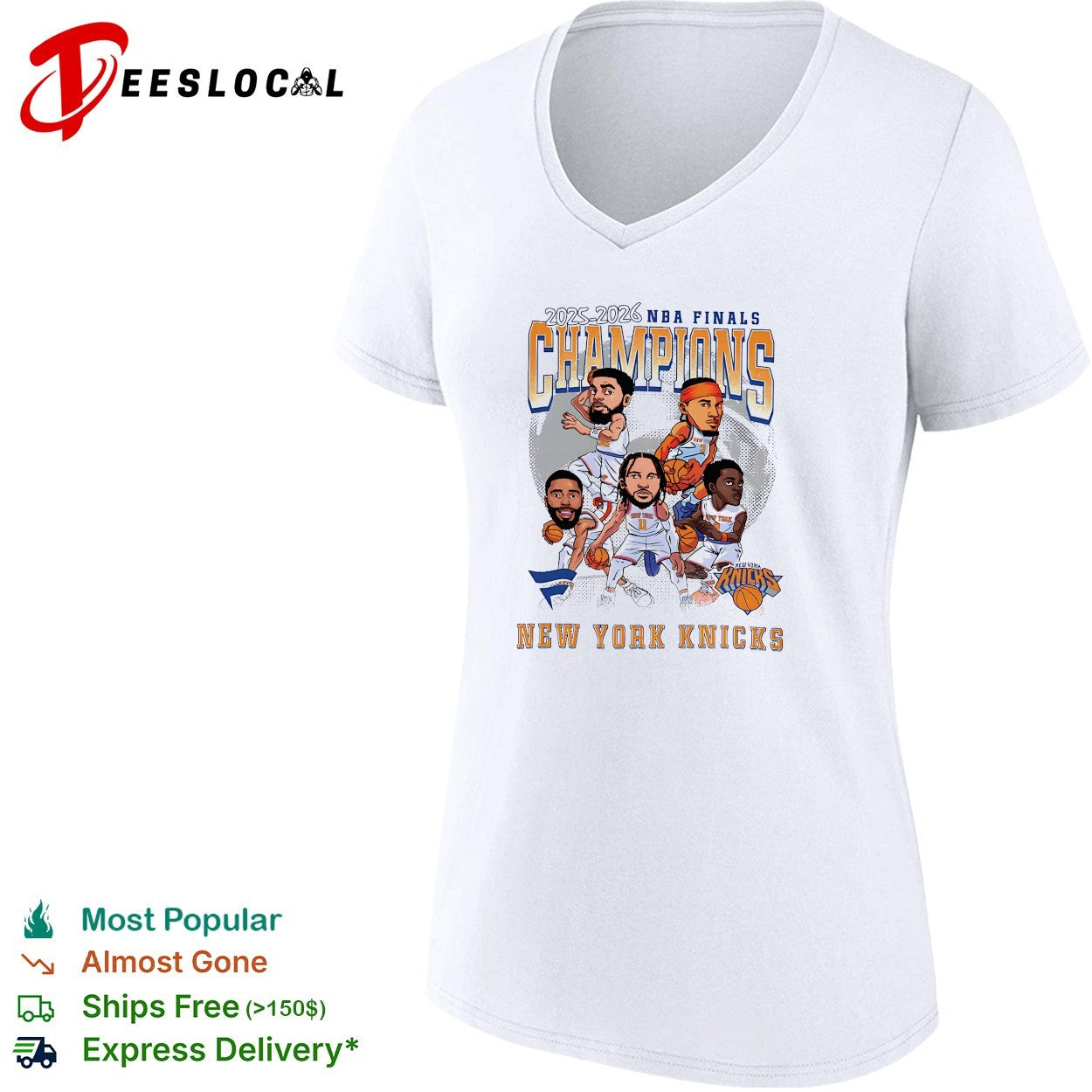New York Knicks 2025-2026 NBA Finals Champions caricature four players art shirt