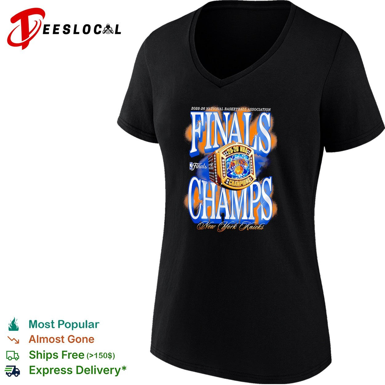New York Knicks 2025-26 Finals Champs championship ring close-up art shirt