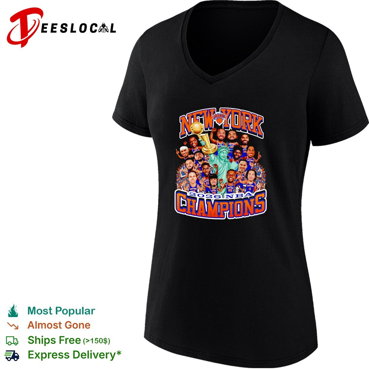New York Knicks 2026 NBA Champions Statue of Liberty players victory collage shirt