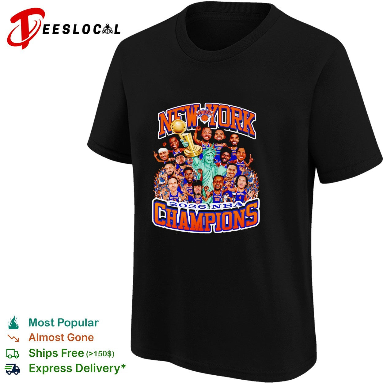 New York Knicks 2026 NBA Champions Statue of Liberty players victory collage shirt