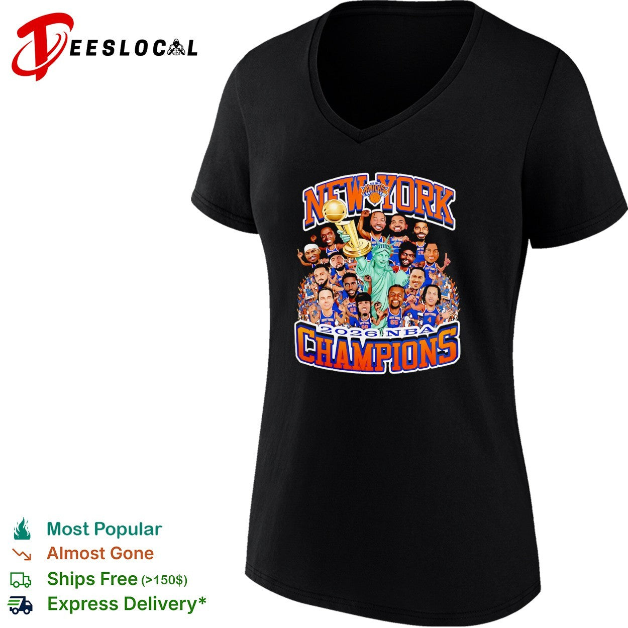 New York Knicks 2026 NBA Champions basketball cartoon shirt