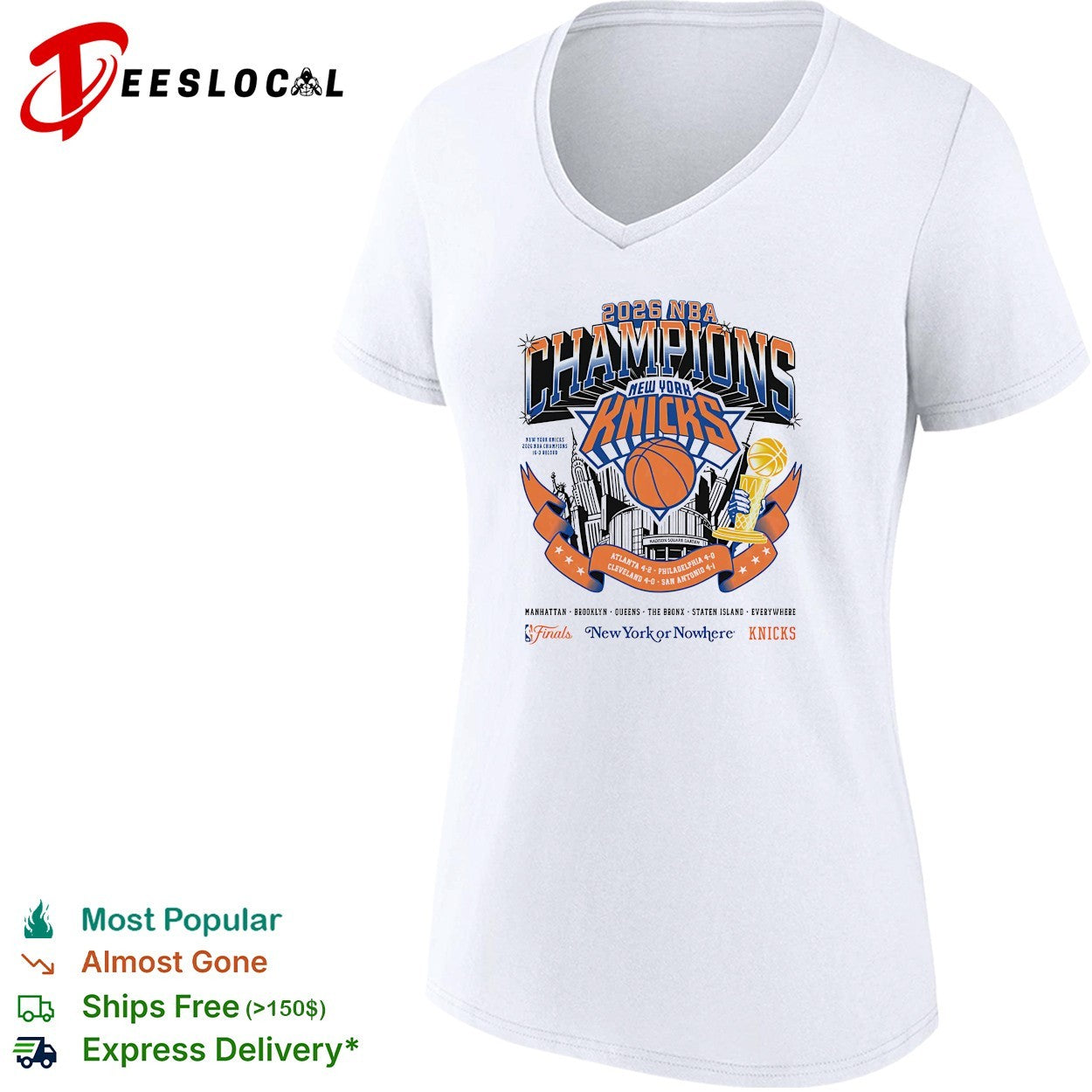 New York Knicks 2026 NBA Champions five boroughs Manhattan Brooklyn Queens Bronx celebration shirt