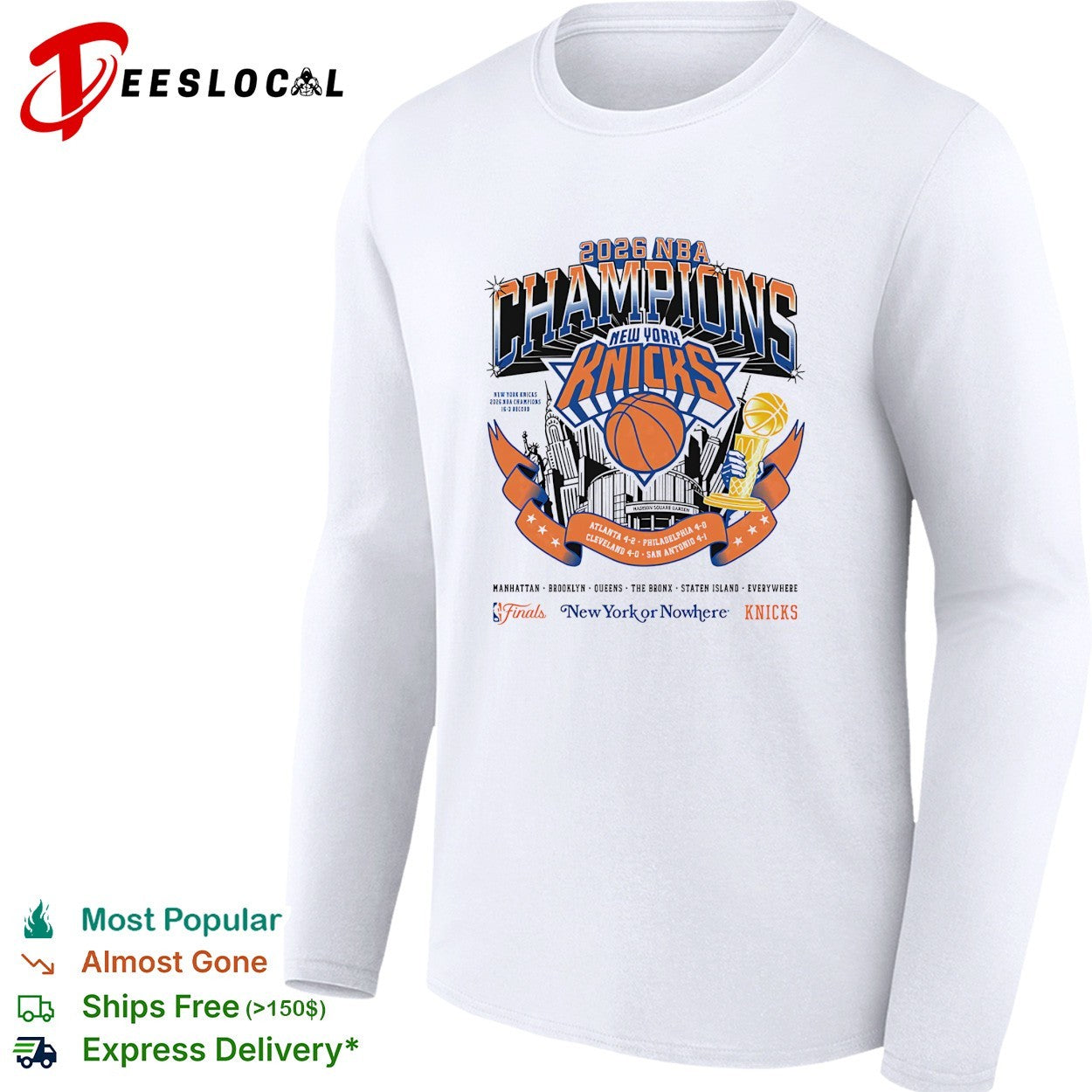 New York Knicks 2026 NBA Champions five boroughs Manhattan Brooklyn Queens Bronx celebration shirt