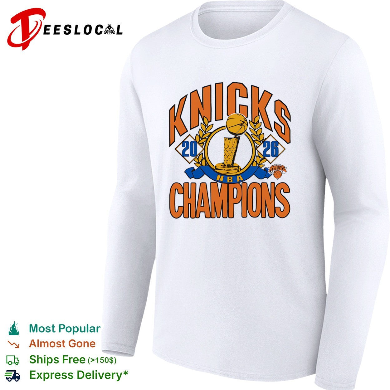 New York Knicks 2026 NBA Champions trophy basketball shirt