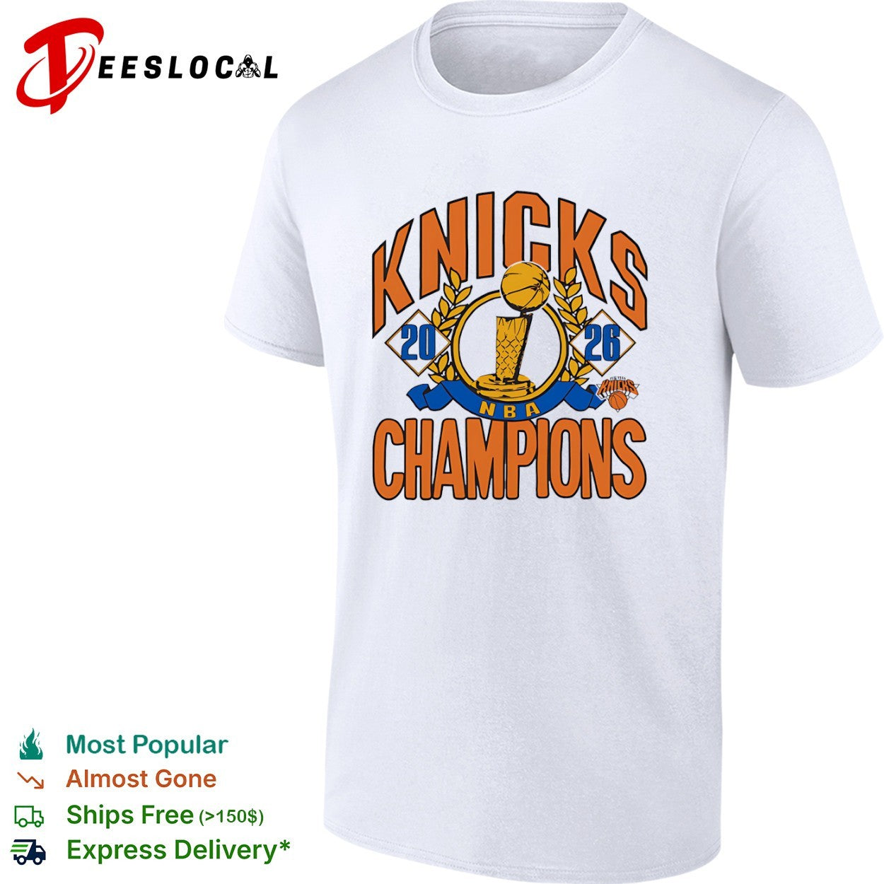 New York Knicks 2026 NBA Champions trophy basketball shirt
