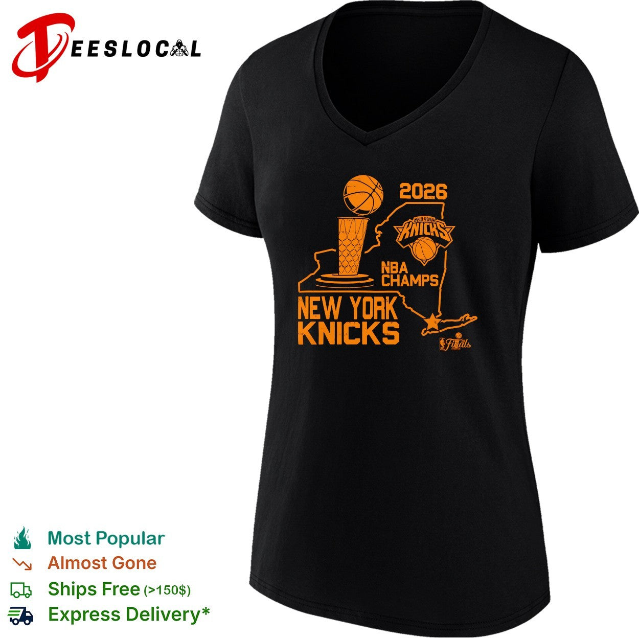 New York Knicks 2026 NBA Champs New York state outline trophy art shirt
