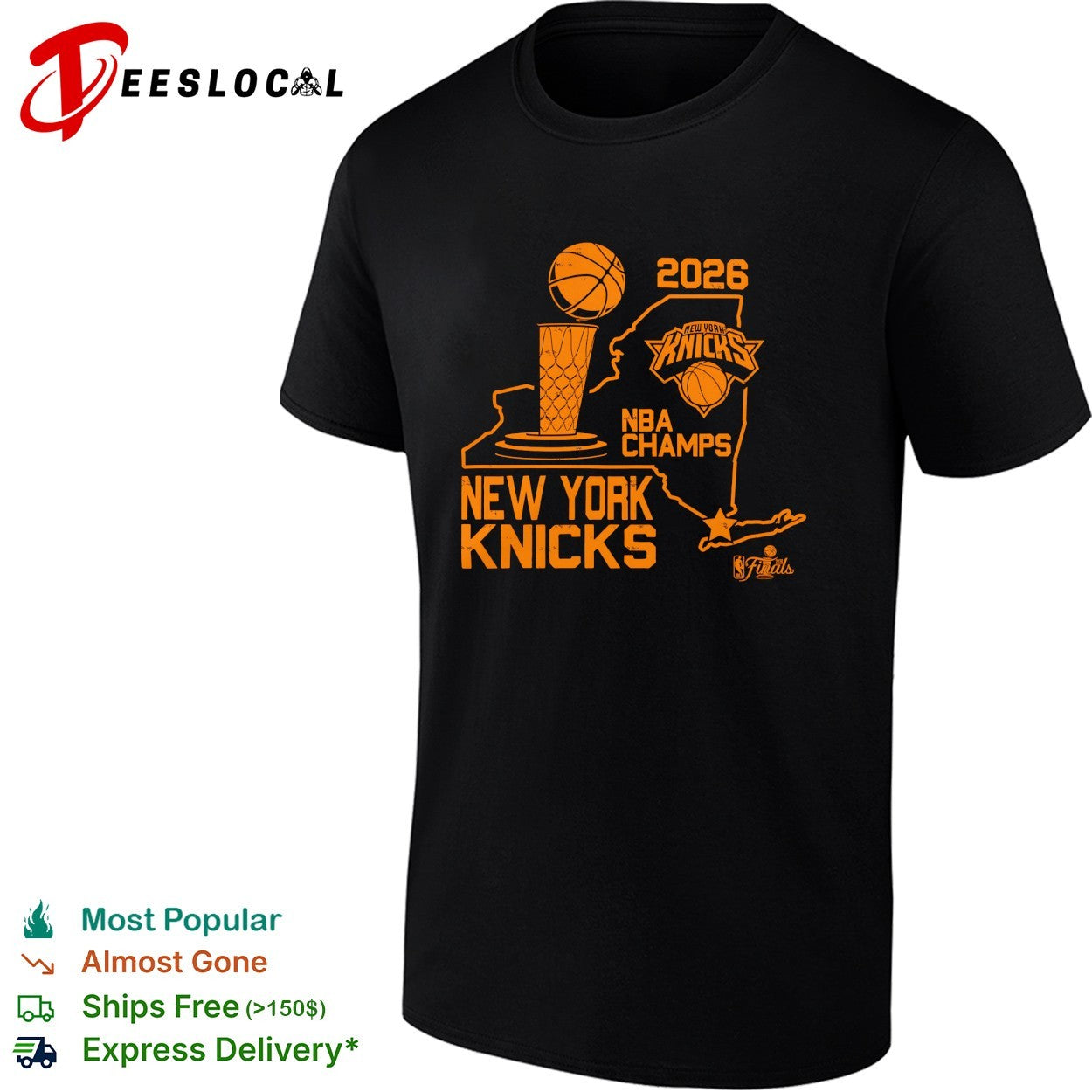 New York Knicks 2026 NBA Champs New York state outline trophy art shirt