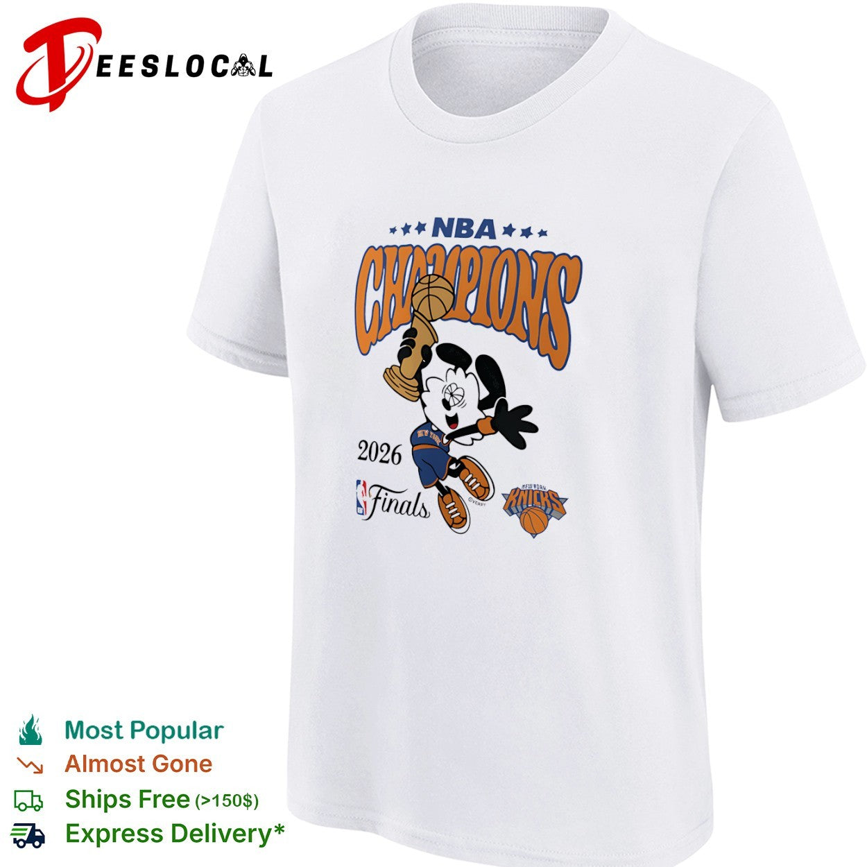 New York Knicks 2026 NBA Finals Champions Mascot Cartoon Trophy shirt