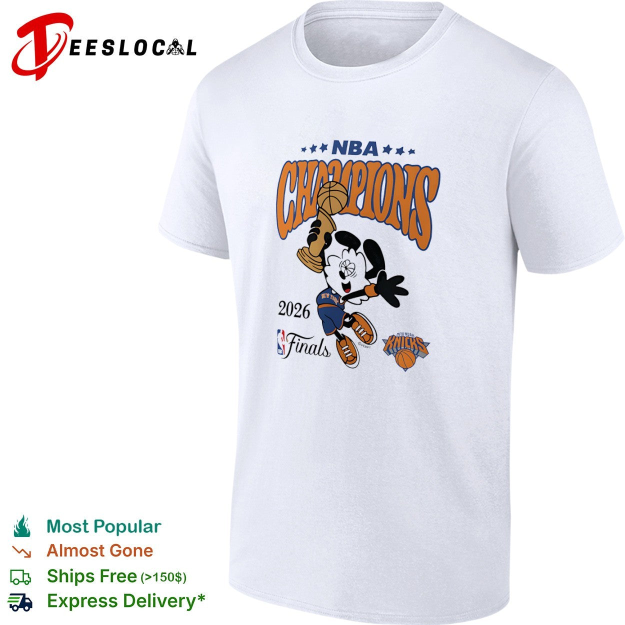 New York Knicks 2026 NBA Finals Champions Mascot Cartoon Trophy shirt