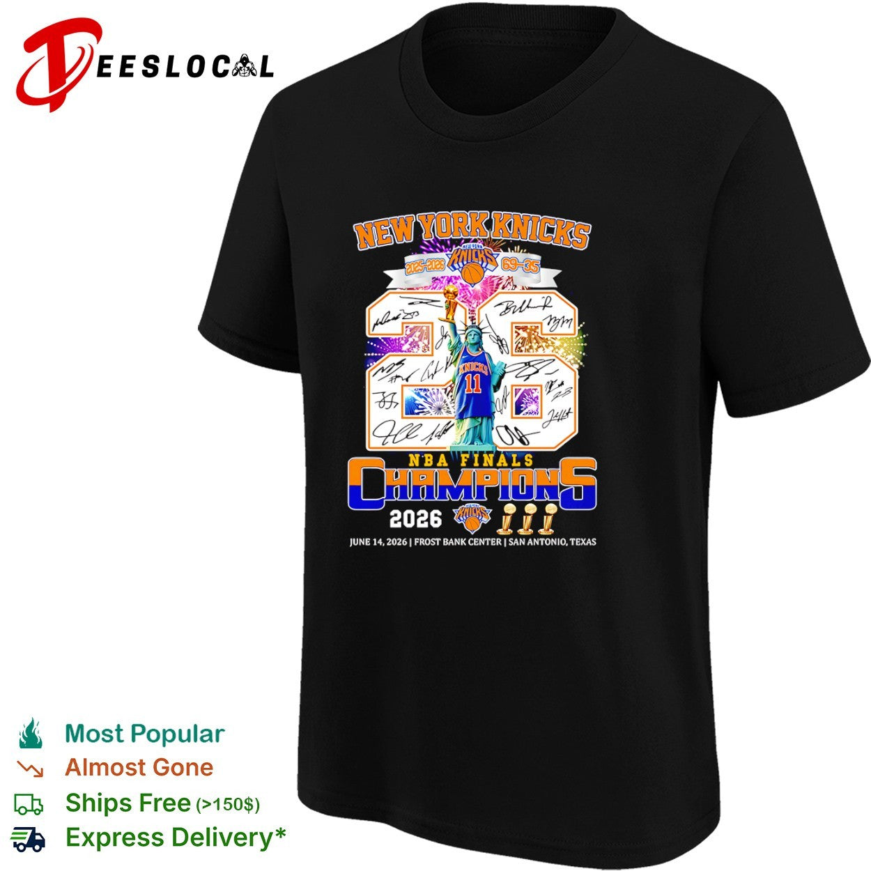 New York Knicks 2026 NBA Finals Champions legends signature shirt